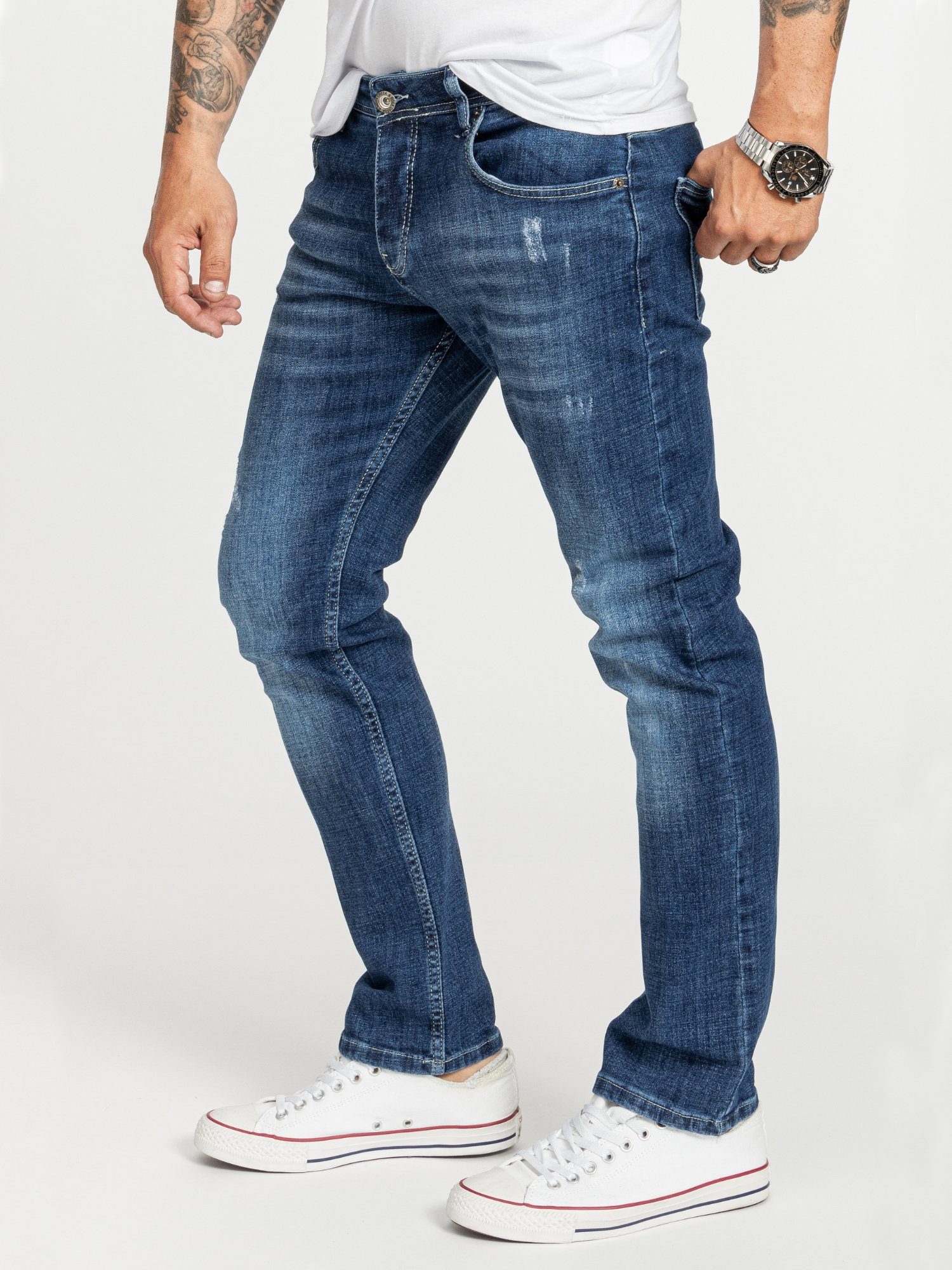 Rock Creek Regular-fit-Jeans Herren Jeans Stonewashed Blau RC-2410 günstig online kaufen
