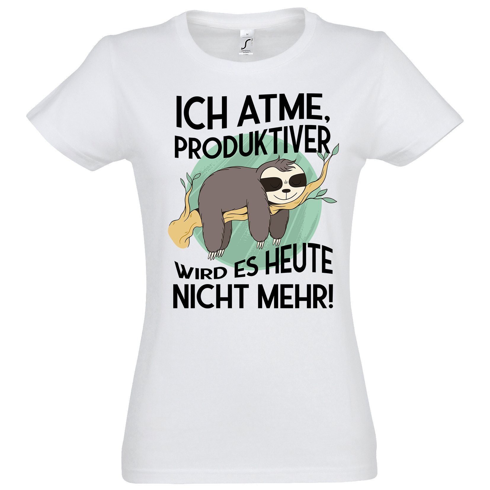 Youth Designz T-Shirt Ich atme, produktiver wird es heute nicht mehr Damen günstig online kaufen