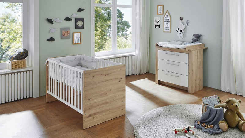 Lüttenhütt Babymöbel-Set Fenne, (Spar-Set, 2-St., Kinderbett, Wickelkommode), Made in Germany, hochwertige Qualität