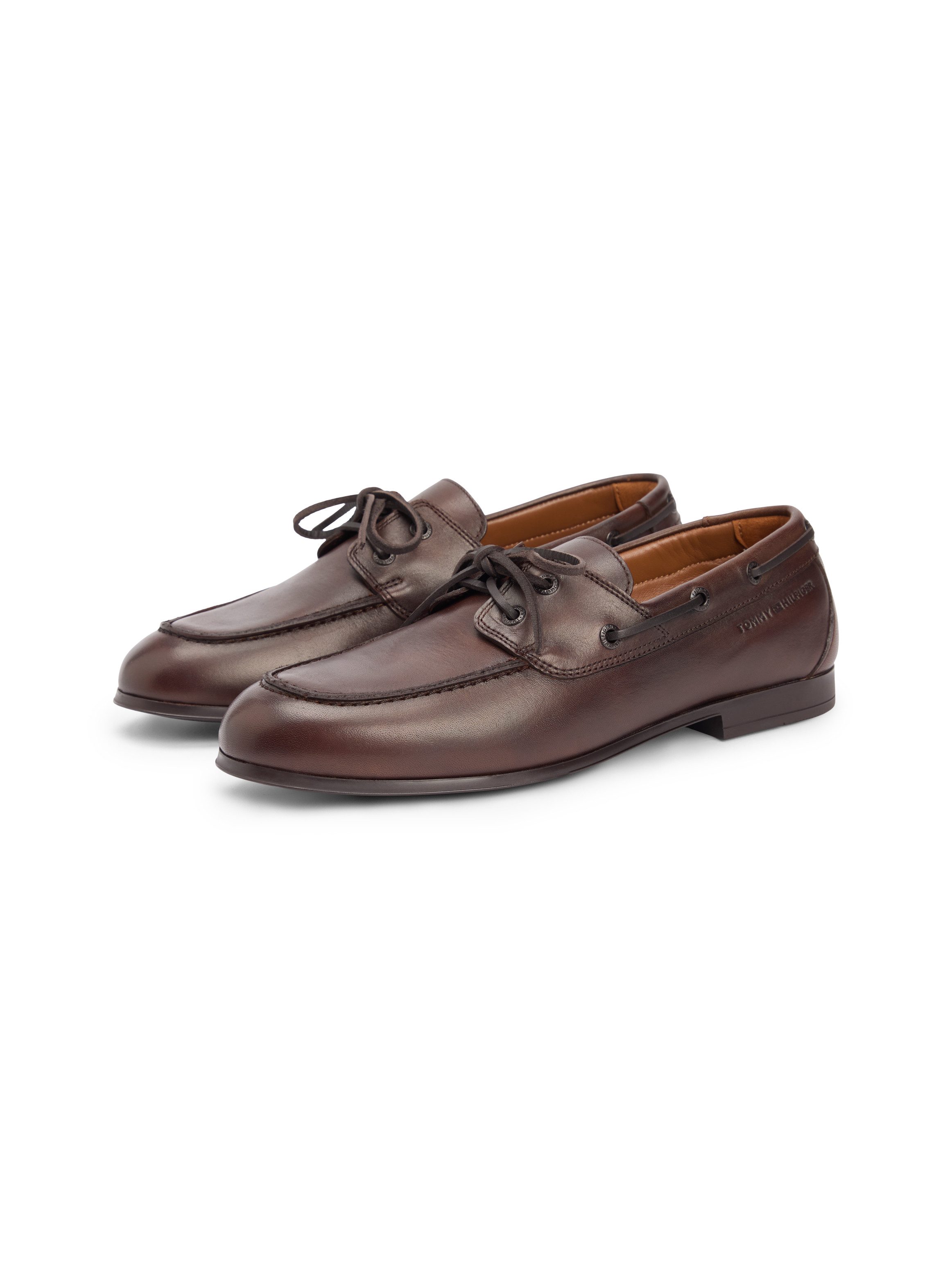 Tommy Hilfiger FLEXIBLE SLIM LEATHER BOAT SHOE Bootsschuh Schnürschuh, Halbschuh mit Mokassinnaht