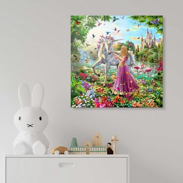 Posterlounge Acrylglasbild Adrian Chesterman, Die Prinzessin und das Einhorn, Kinderzimmer Digitale Kunst