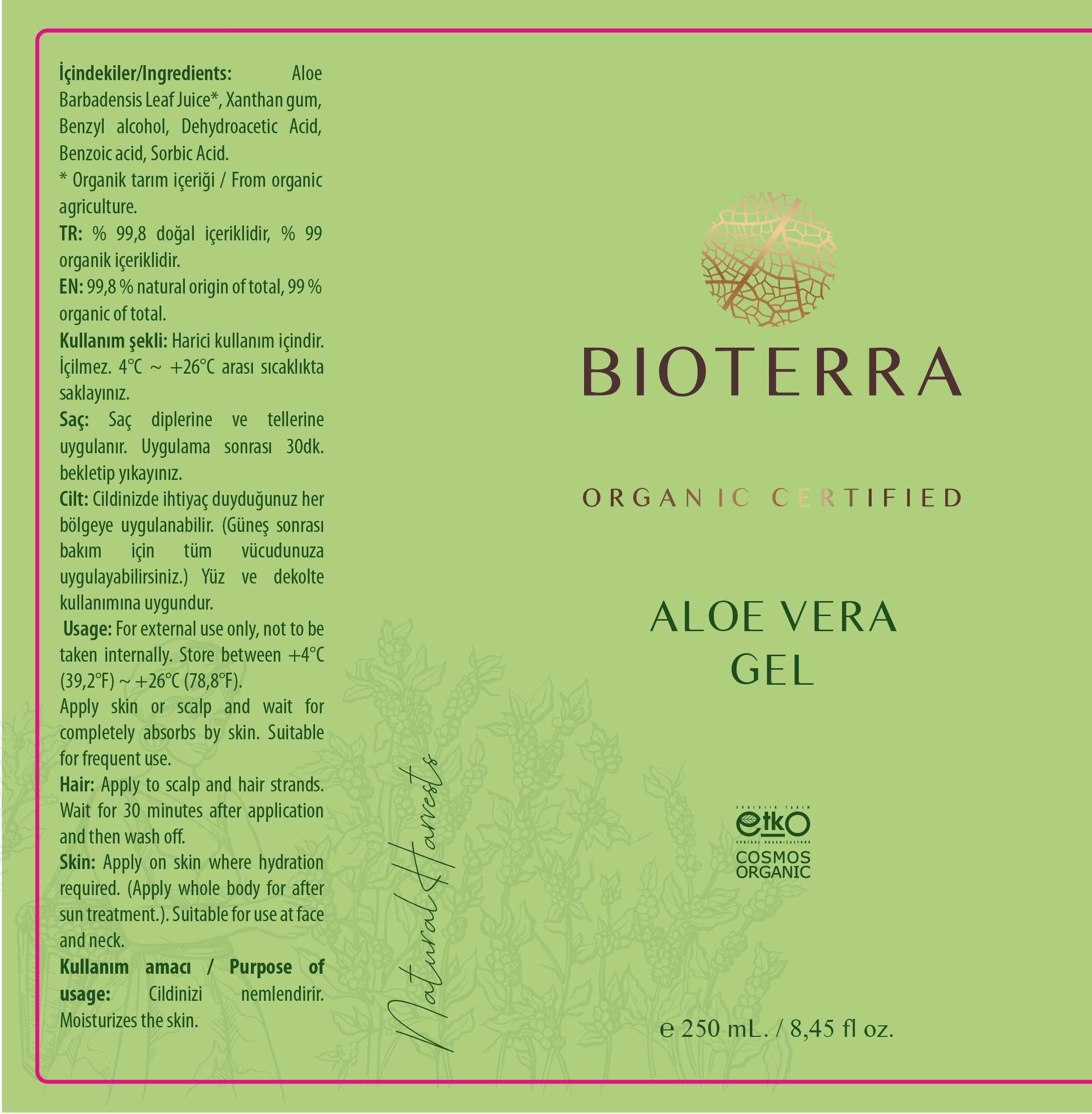 feuchtigkeitsspendend Vera, Gel Aloe 99% Aloe Körperpflegemittel Bio regenerierend Vera 1-tlg., BIOTERRA 250ml Aloe Vegan Vera 99% Naturkosmetik