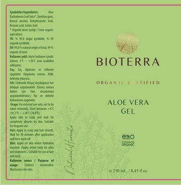 BIOTERRA Körperpflegemittel Bio Aloe Vera Gel 250ml Naturkosmetik Vegan 99% Aloe Vera, 1-tlg., feuchtigkeitsspendend regenerierend 99% Aloe Vera