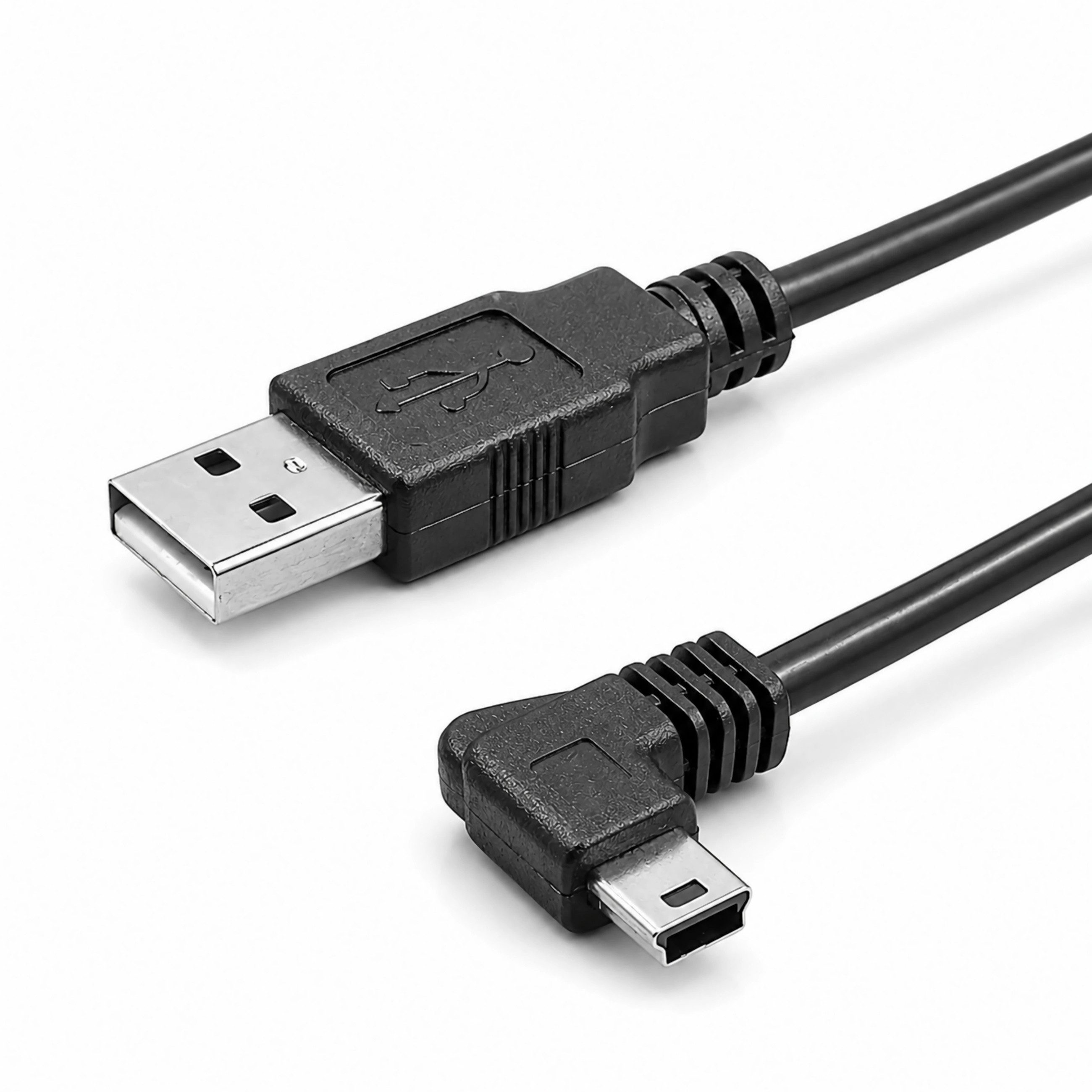 Bolwins J26 Mini-USB-Winkelkabel 50 cm für Dashcam, GPS & KFZ mit USB-A USB-Kabel, USB 2.0 Typ A Stecker, Mini-USB 5-Pin Stecker links abgewinkelt, Keine Kupplung (50 cm), Links abgewinkelter Mini-USB-Stecker, 30 cm, platzsparendes Design