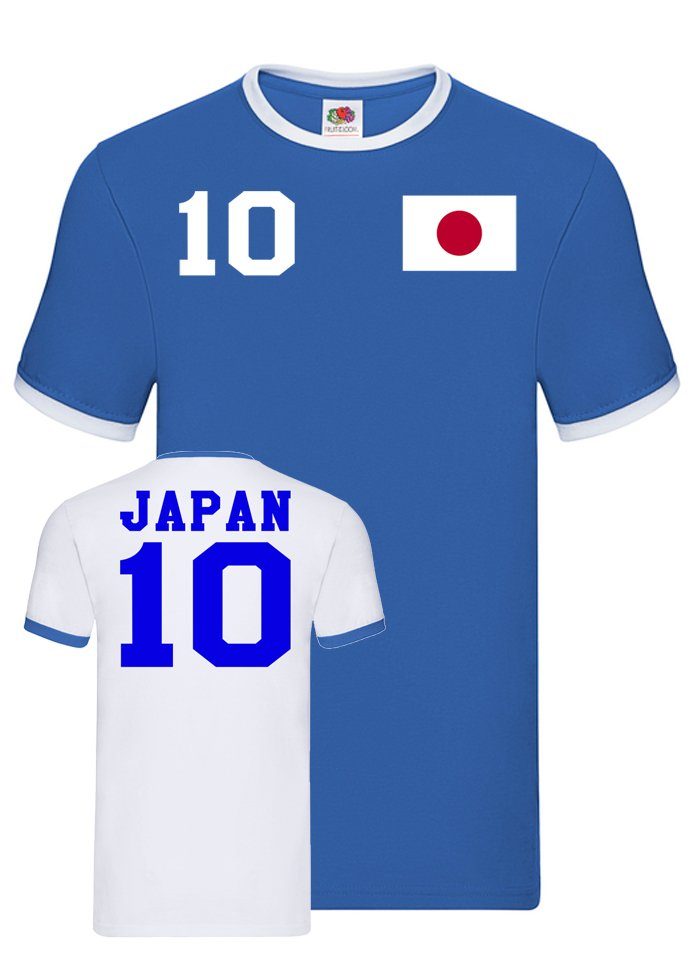 Blondie & Brownie T-Shirt Herren Japan Asien Sport Trikot Fußball Weltmeister Meister WM Weiss/Blau