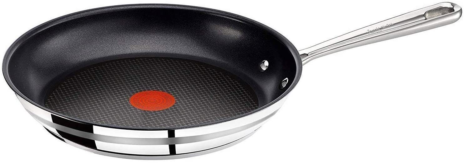 Tefal Bratpfanne Jamie Oliver E85606 Pfanne 28cm, Bratpfanne alle Herdarten + Induktion, Edelstahl 18/10 (Pfanne, Bratpfannen Set, Pfannenset, Wok, Wokpfanne, Schmorpfanne, 1-tlg., Pfannen), Ohne Fett / Öl braten, Säurebeständig, Hochrand