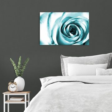 wandmotiv24 Leinwandbild Blaue Rose Blüte, Blumen und Pflanzen (1 St), Wandbild, Wanddeko, Leinwandbilder in versch. Größen