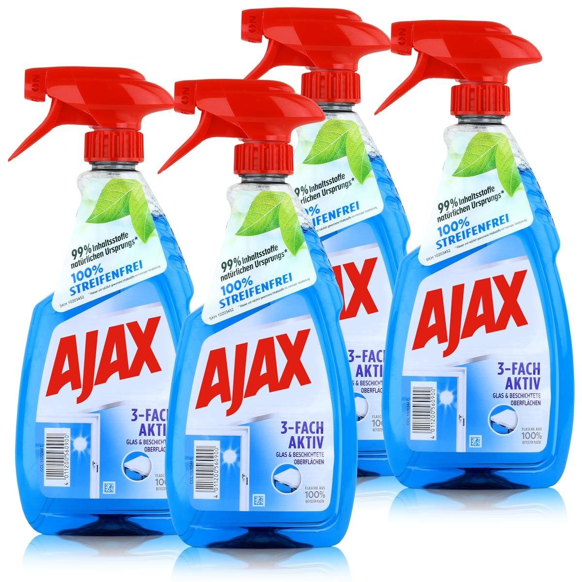 AJAX Ajax Glasreiniger 500ml - Für Glas & Beschichtete Oberflächen (4er Pac Glasreiniger | Glasreiniger