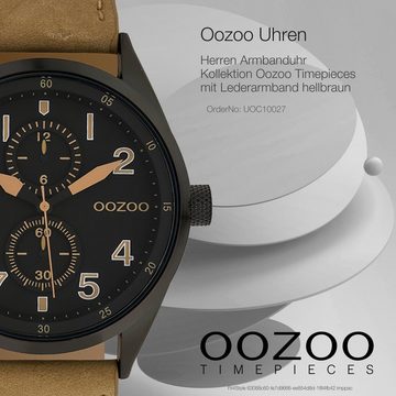 OOZOO Quarzuhr Oozoo Herren Armbanduhr Timepieces Analog, (Analoguhr), Herrenuhr rund, groß (ca. 42mm) Lederarmband, Fashion-Style