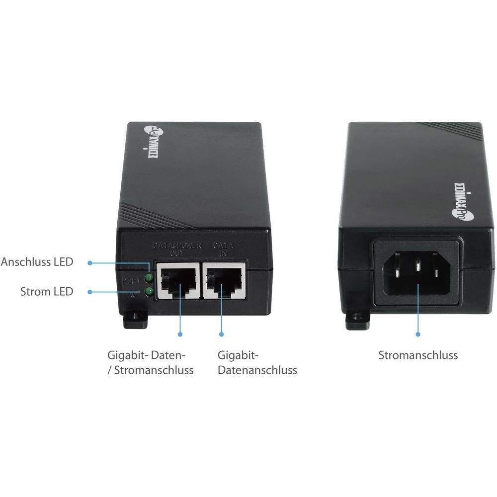 IEEE 802.3at Edimax Netzwerk-Switch Gigabit Injektor PoE+ pro