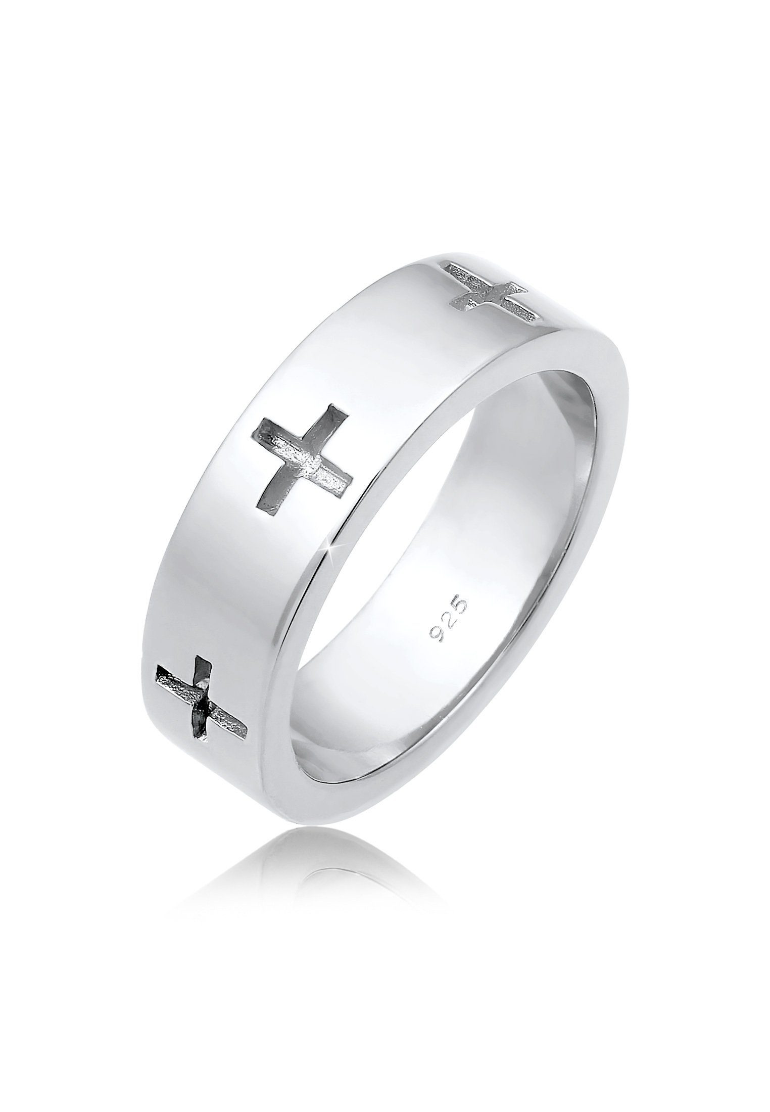 Elli Fingerring Kreuz Cut Out Bandring Religiös Glaube 925 Silber, Kreuz günstig online kaufen