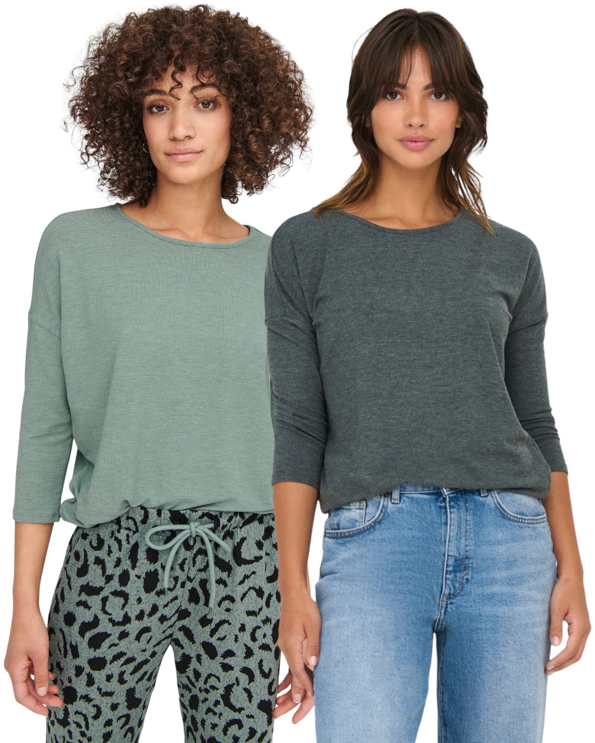 ONLY 3/4 Arm-Pullover (Set, 2er-Pack) Locker geschnitten