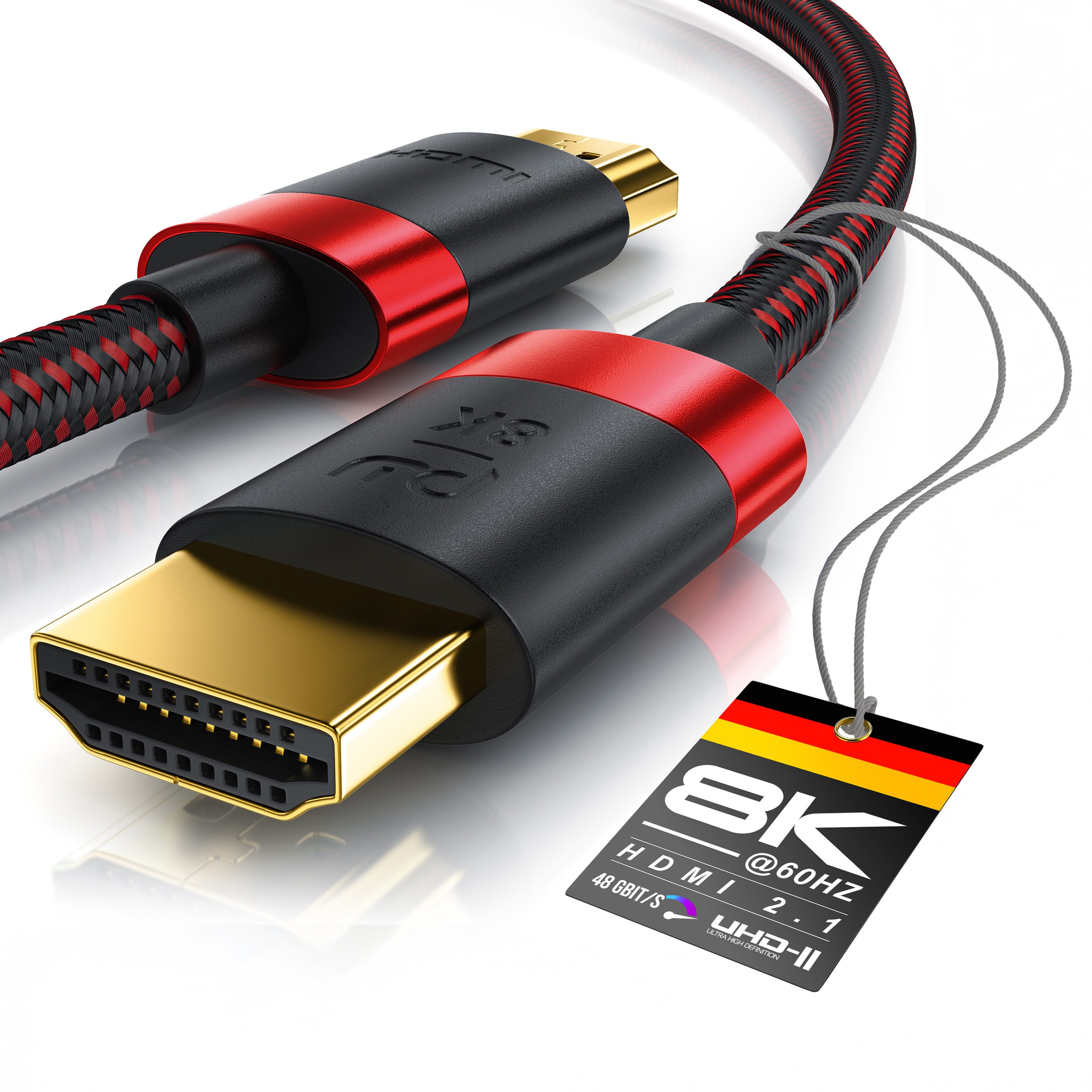 Primewire 8K @ 120Hz / 4K @ 240Hz DSC, Ultra High Speed, Nylonummantelung, 0,25m HDMI-Kabel, HDMI, HDMI Typ A (25 cm), 48 Gbit/s Bandbreite, eARC, CEC, HDCP, für Gaming, Streaming, Heimkino von Primewire
