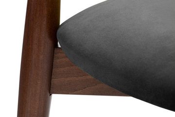 Konsimo Holzstuhl RABI Esstischstuhl Küchenstuhl Esszimmer Stuhl Walnuss (1 Stk Packung, 1 St), Gestell aus Buche Massivholz, Strapazierfähiger Veloursitz