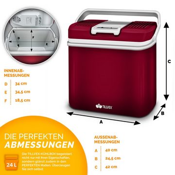 tillvex Kühlbox elektrisch 24L Mini-Kühlschrank 230 V und 12 V für KFZ Auto Camping