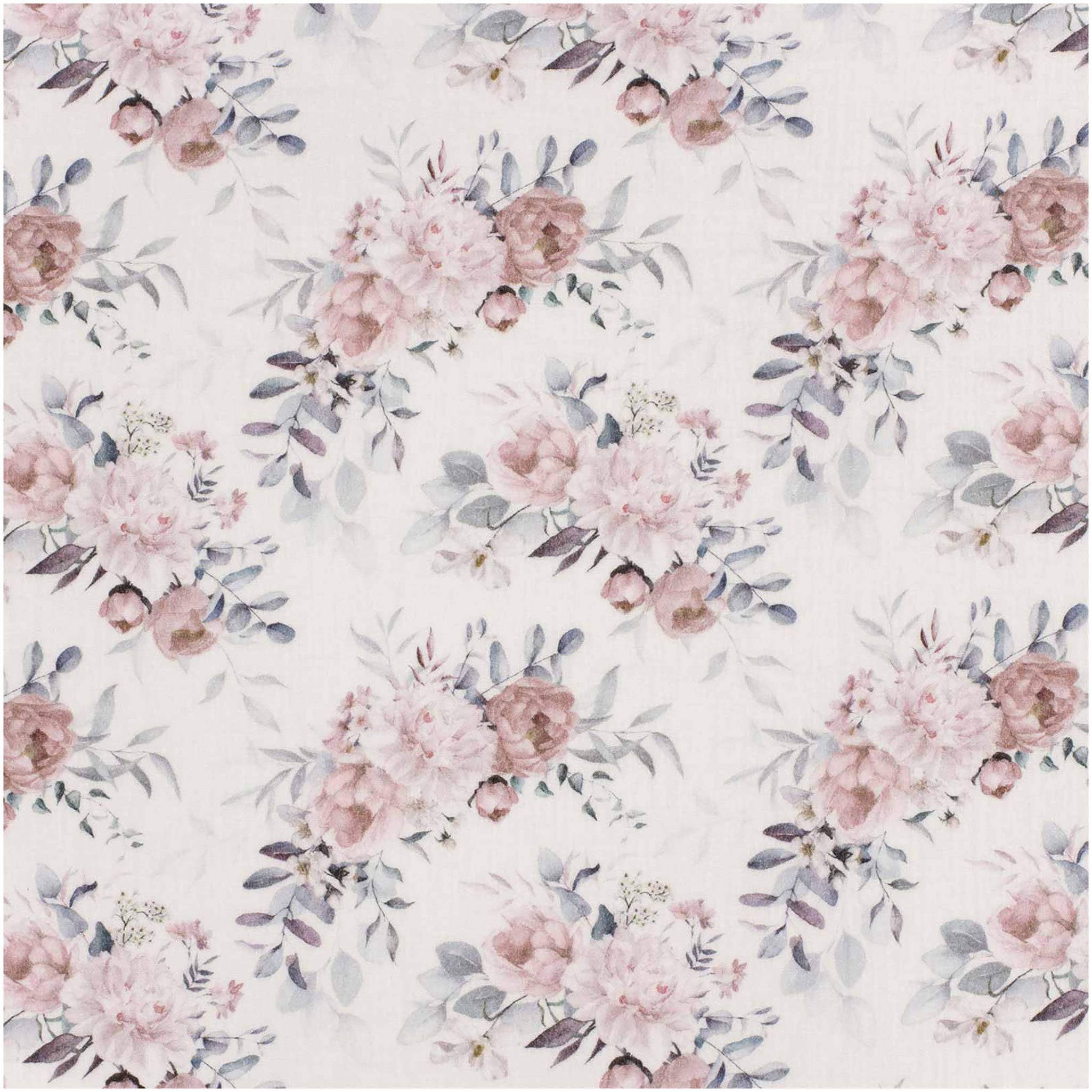 maDDma Stoff Musselin-Stoff Digital-Druck Motive ab 50x130cm uni Mulltuch, Blüte