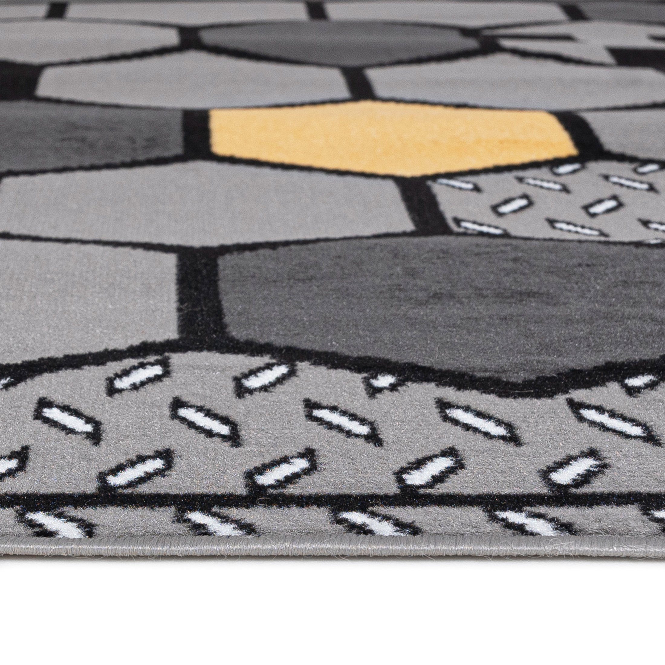 80 Designteppich Allergiker Wohnzimmerteppich Fußbodenheizung, und Teppich GRAU, geeignet, Pflegeleicht, Mazovia, x 150 Farbecht, cm, Modern Robust Geometrisch pflegeleicht Kurzflor