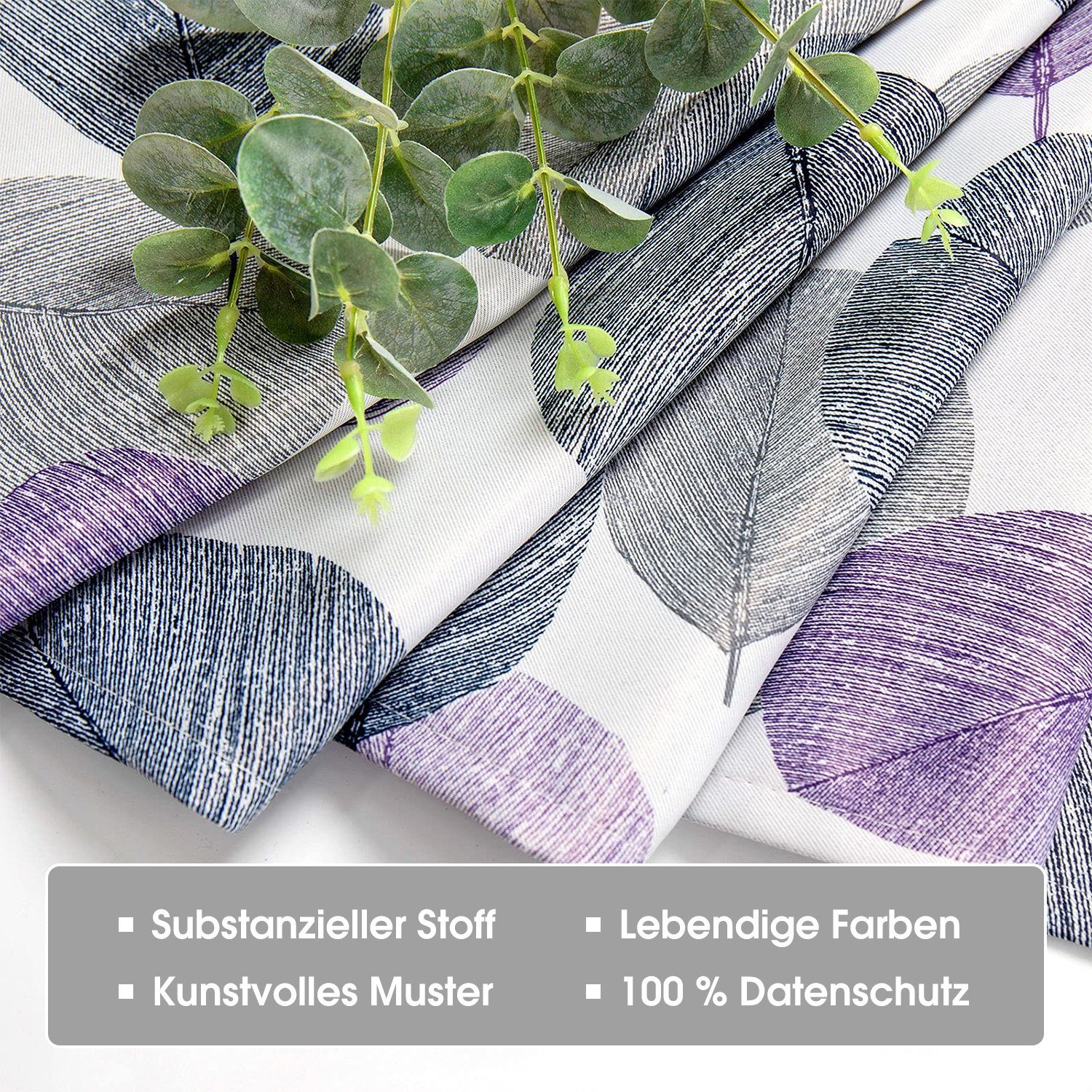Scheibengardine, HOMEIDEAS, Stangendurchzug (2 St), Grau Blätter verdunkelnd, Polyester