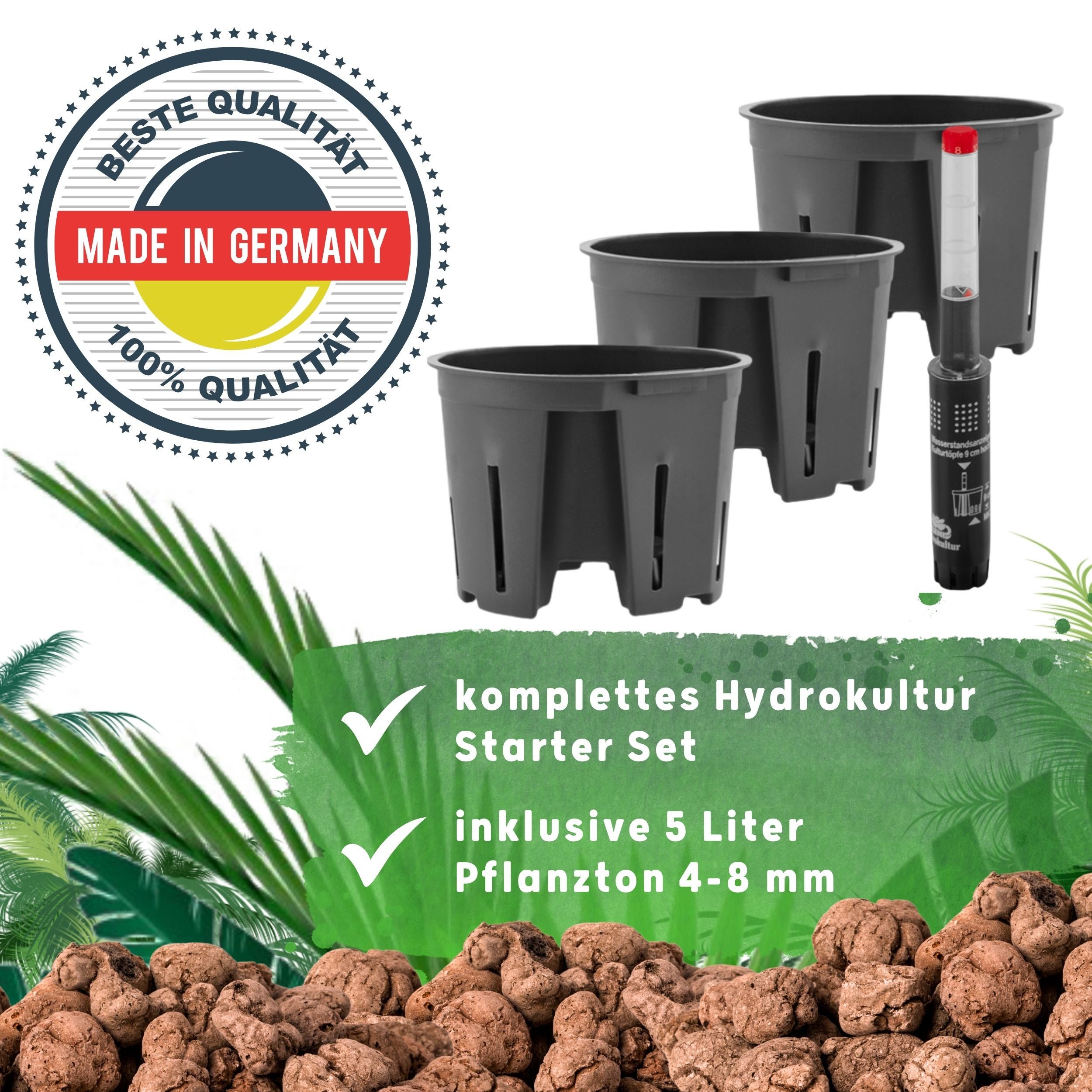 LENI Jardiniere Blumentopf länglich Pflanzkasten 36 cm lang Kräuter & Zimmerpflanzen (Komplettes Starter Set Selbstbewässerungstopf, mit 3 x Kulturtopf, 1 x Was – Bild 4 von 5