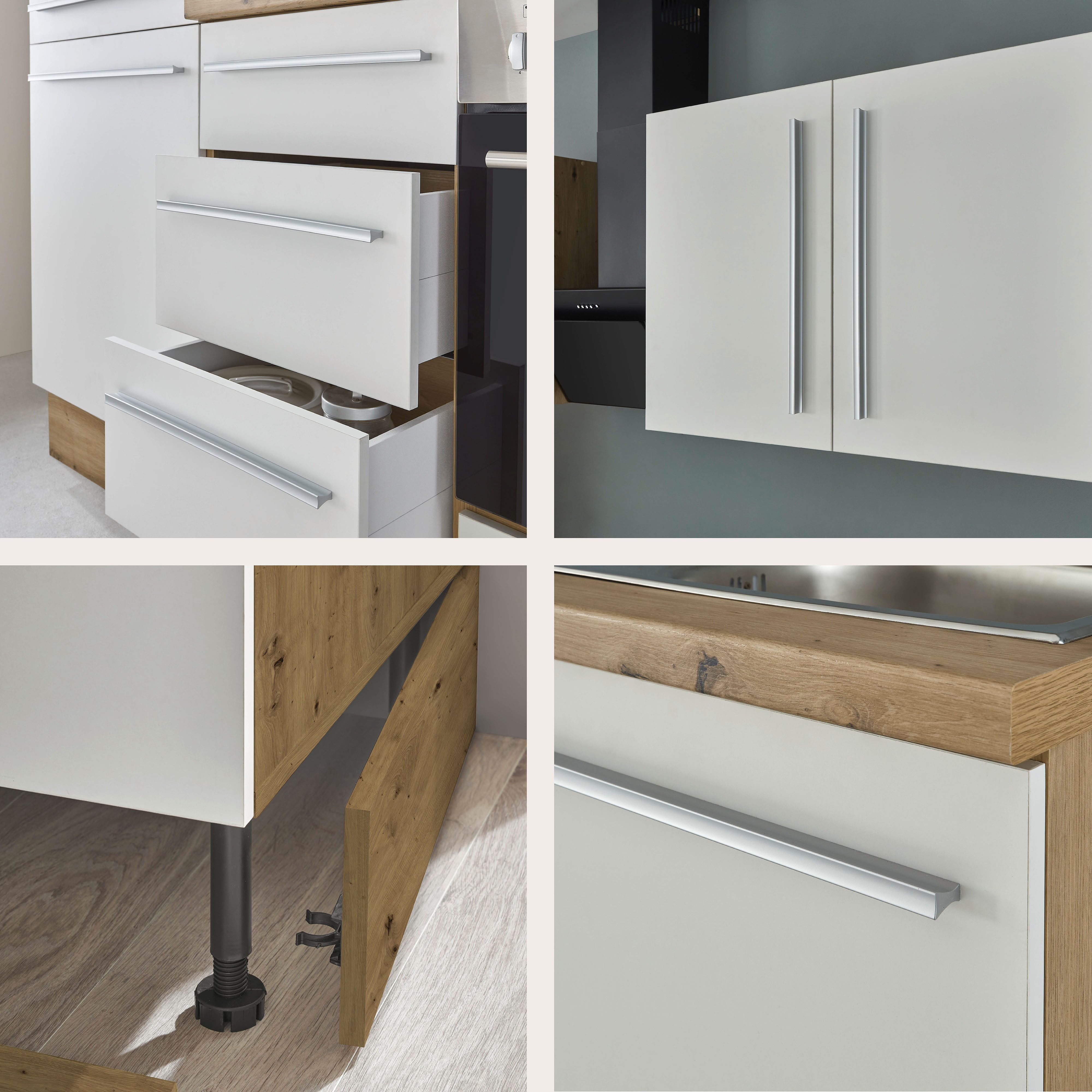 KOCHSTATION Küchenzeile KS-Florida mit 38mm starker Arbeitsplatte, Breite 220 cm, wahlweise mit E-Geräten, Soft-Close-Funktion