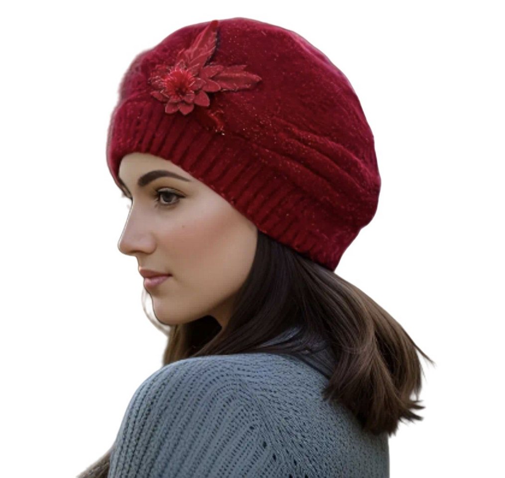 Zaewry Strickmütze Damen Wollmütze Baskenmütze Winter Warme Mütze Einheitsgröße(52-56cm)
