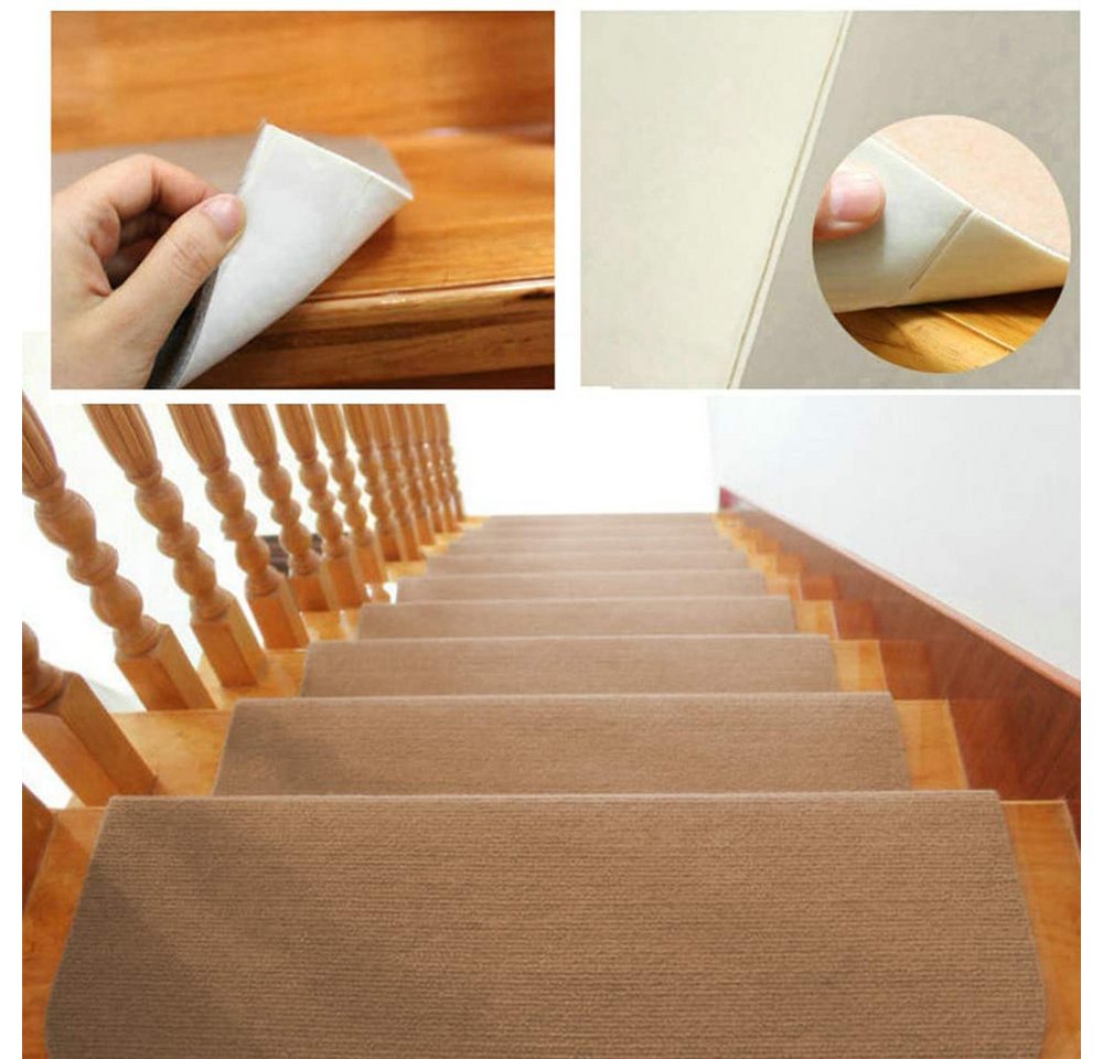 JEOBEST Stufenmatte Treppenstufen Matten Stufenmatten Selbstklebend Treppenschutz, 15 Stück Rechteckig, 65 x 25cm Rutschfeste