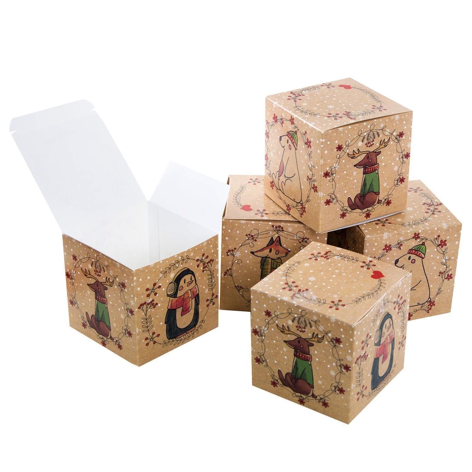 Logbuch-Verlag Dekofigur 10 kleine Geschenkboxen Tiere Weihnachten Geschenkschachtel Verpackung