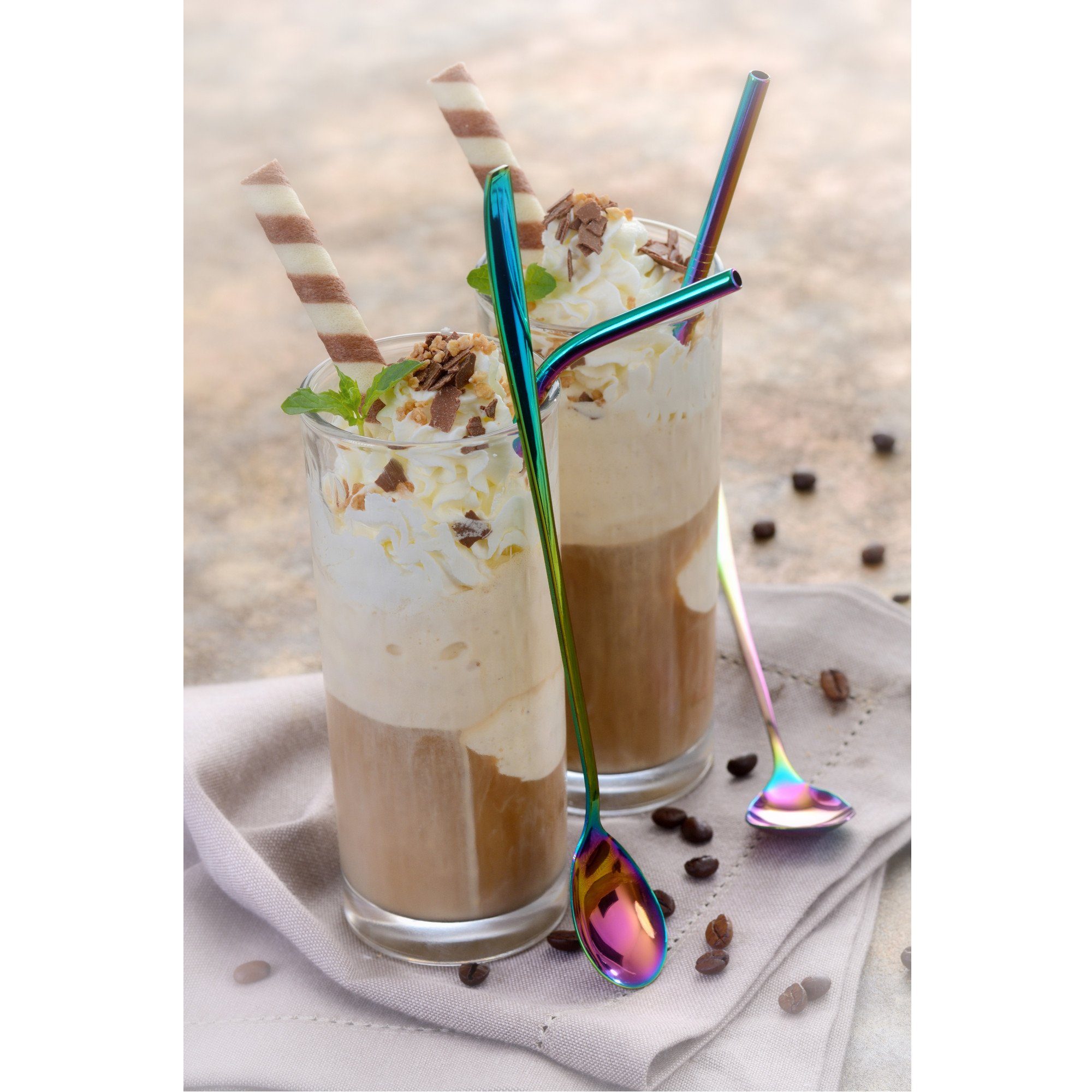 GRÄWE Latte-Macchiato-Löffel GRÄWE Trinkhalm-Set 14-tlg., Edelstahl, bunt