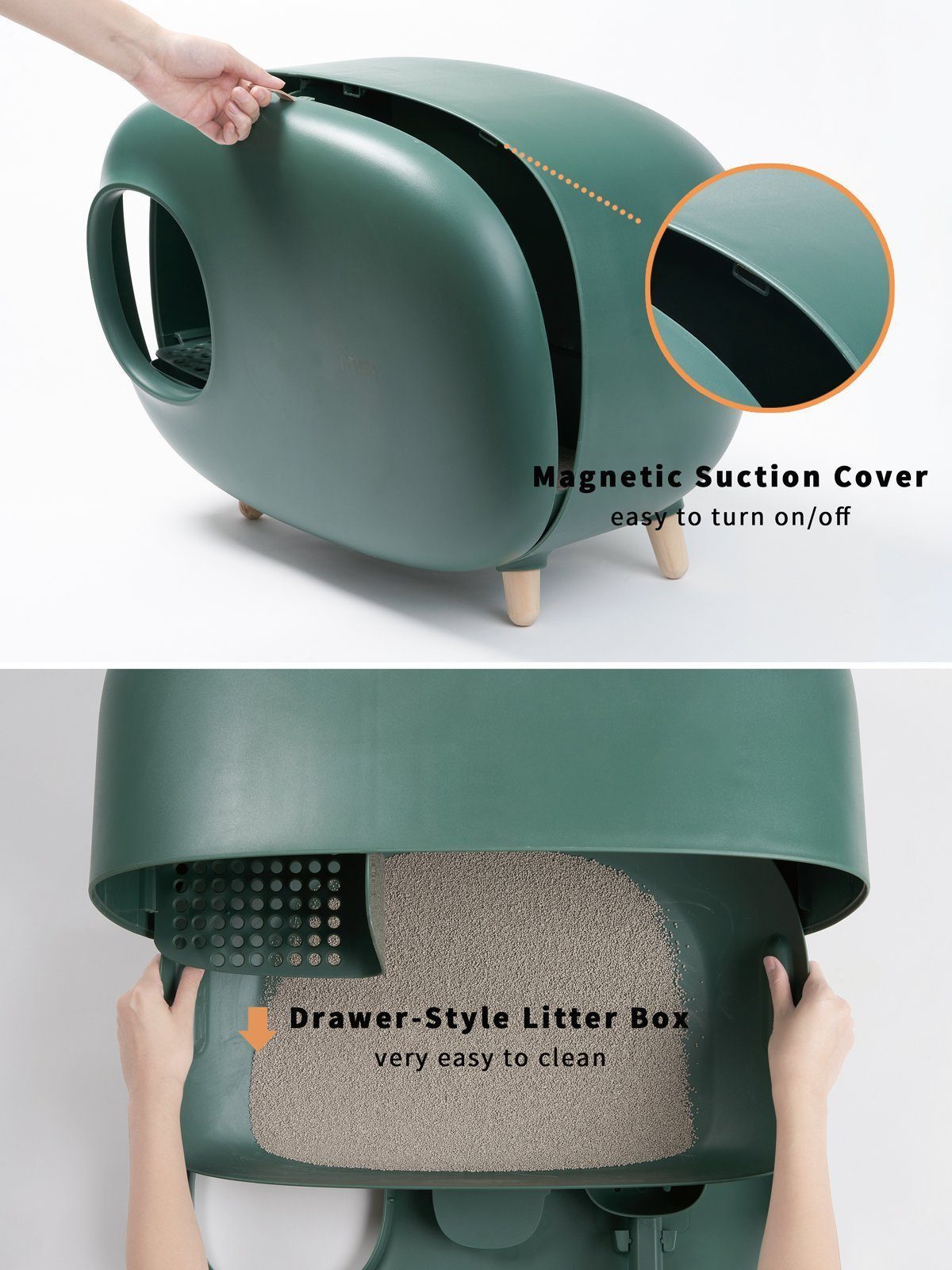 Purpurra Katzentoilette Makesure Katzentoilette geschlossenes Design, mit Katzenstreuschaufel