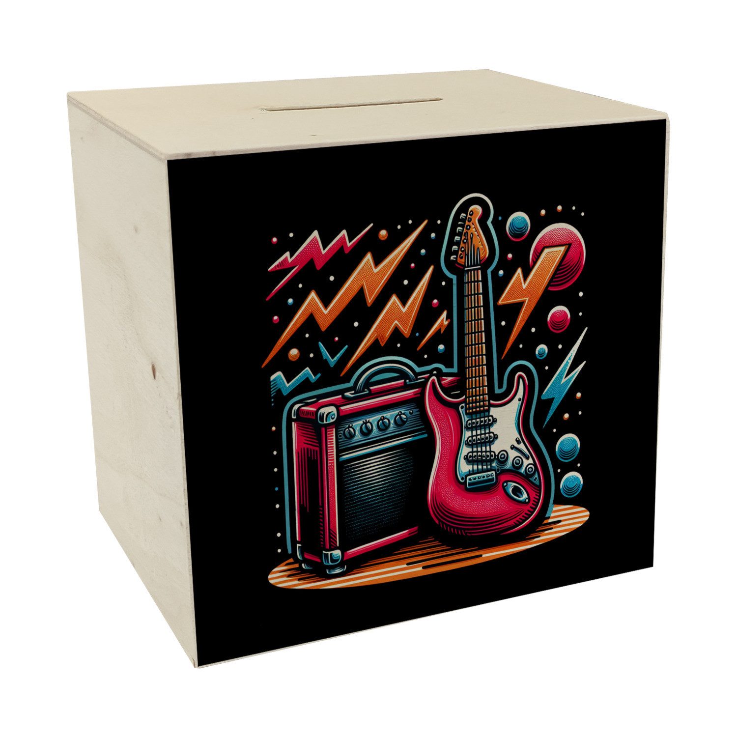 Spardose E-Gitarre Spardose aus Holz