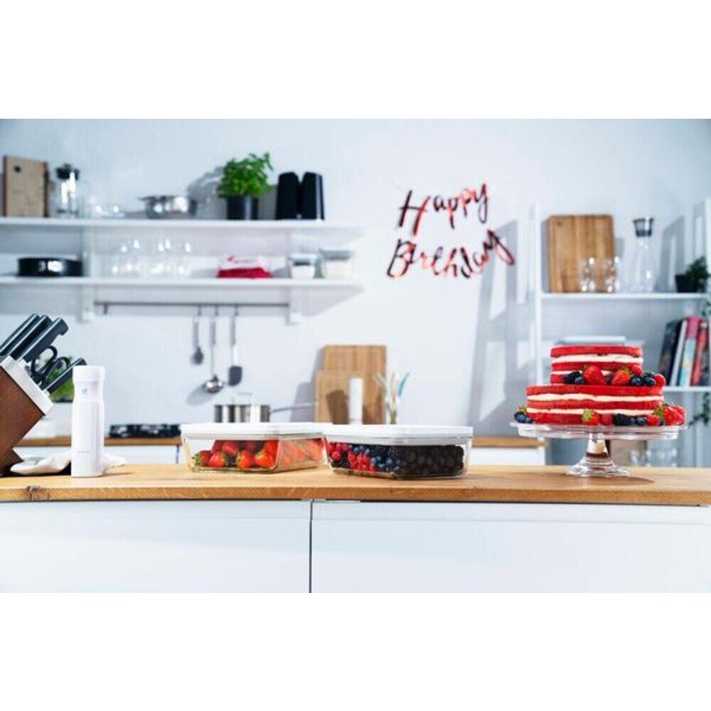 Zwilling Vakuumbehälter Vakuum-Kühlschrankbox 2,0 l Fresh & Save klar, Borosilikatglas, Kunststoff BPA frei, Silikon