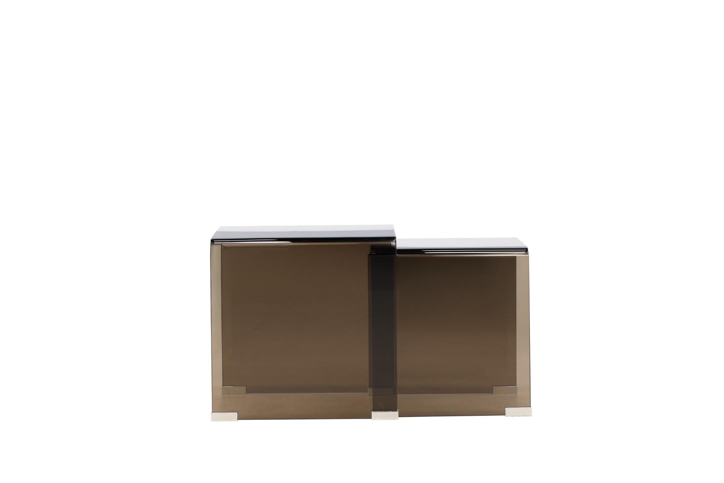Venture Home Couchtisch Telemark Satztische, 2 Stück, Glas braun. (1-St)