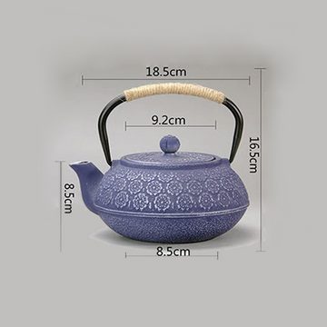 Welikera Teekanne Gusseiserner Teekessel für Wasserkochen,Inklusive Sieb,ca. 1000 ml