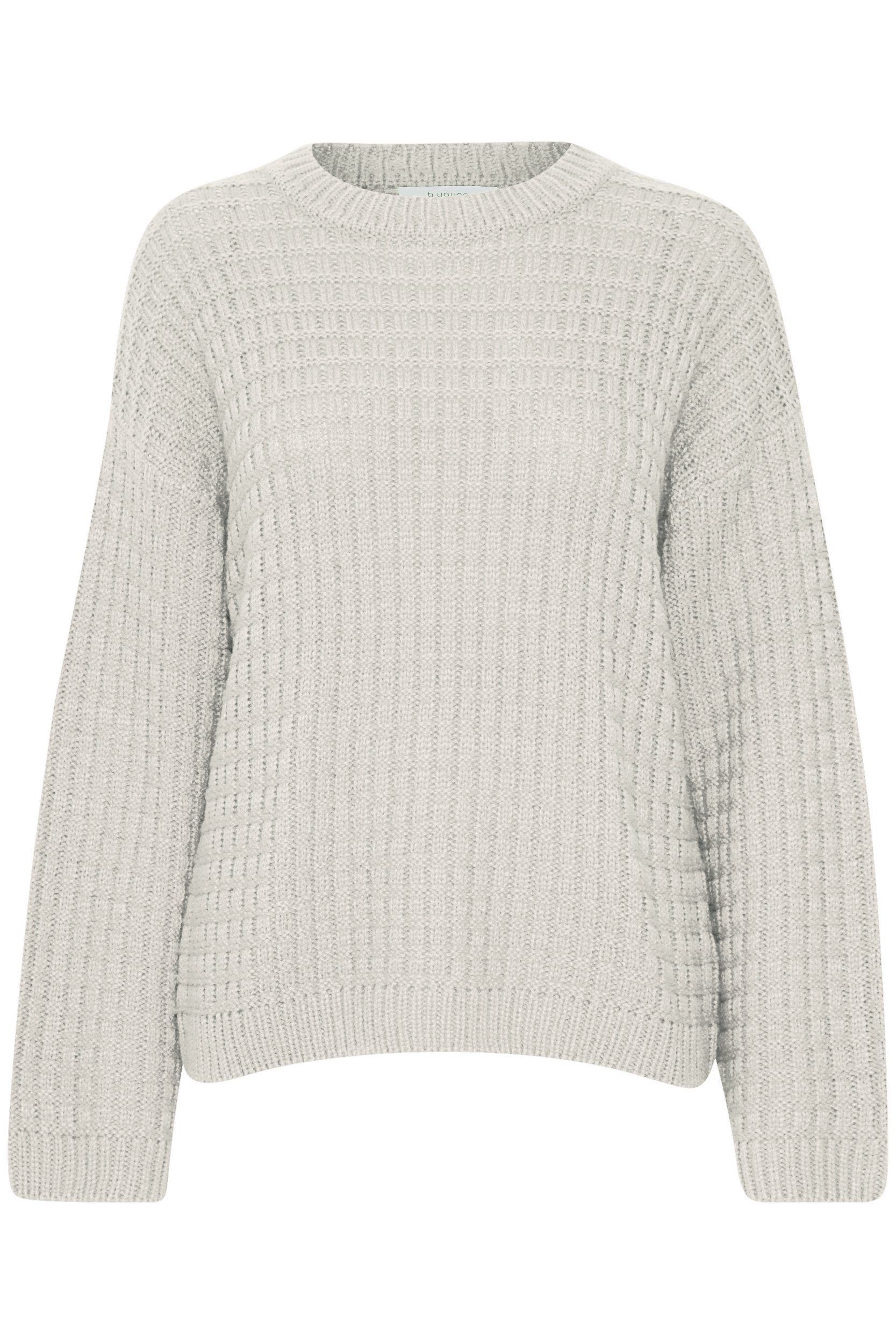 b.young Strickpullover Grobstrick Pullover Sweater mit Abgesetzten Schultern 6664 in Weiß
