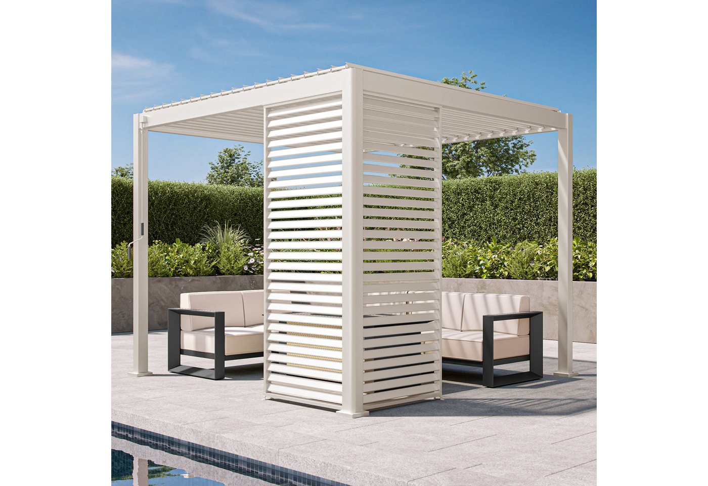 Mirador Pavillonseitenteil 1/3 Feste Lamellenwand 0.93m/1.23m, 236x93 cm, 1-tlg, Aluminium Lamellenwand für Mirador 111DA Pergola Anthrazit