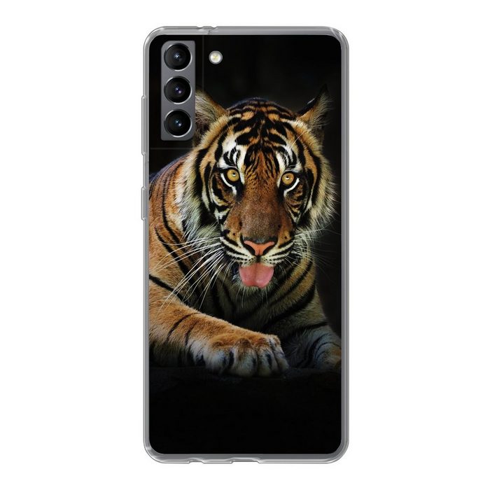 MuchoWow Handyhülle Tiger - Schwarz - Rest Phone Case Handyhülle Samsung Galaxy S21 Plus Silikon Schutzhülle