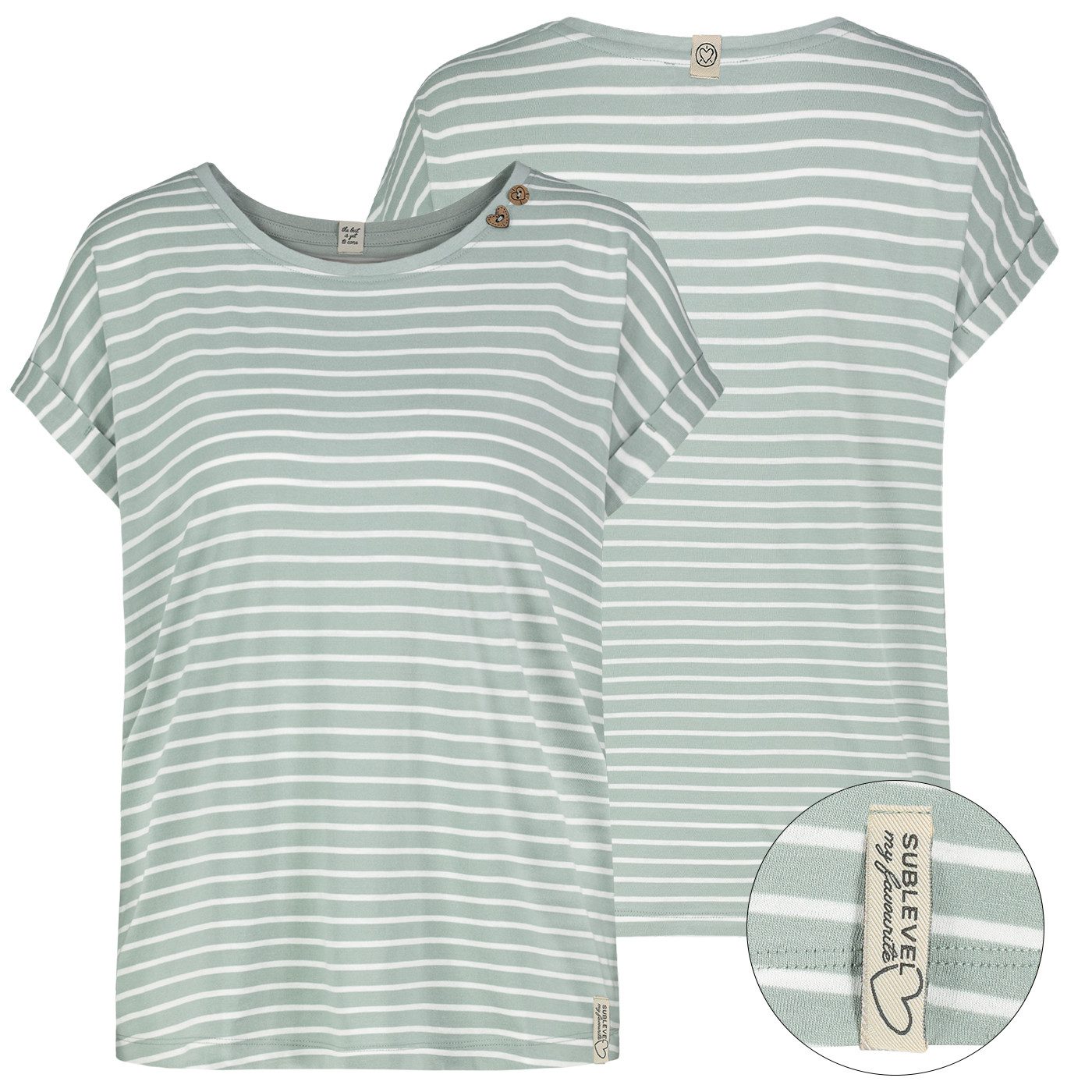 SUBLEVEL Kurzarmshirt Eight2nine Damen T-Shirt kurz arm Sommer 100% Baumwol günstig online kaufen