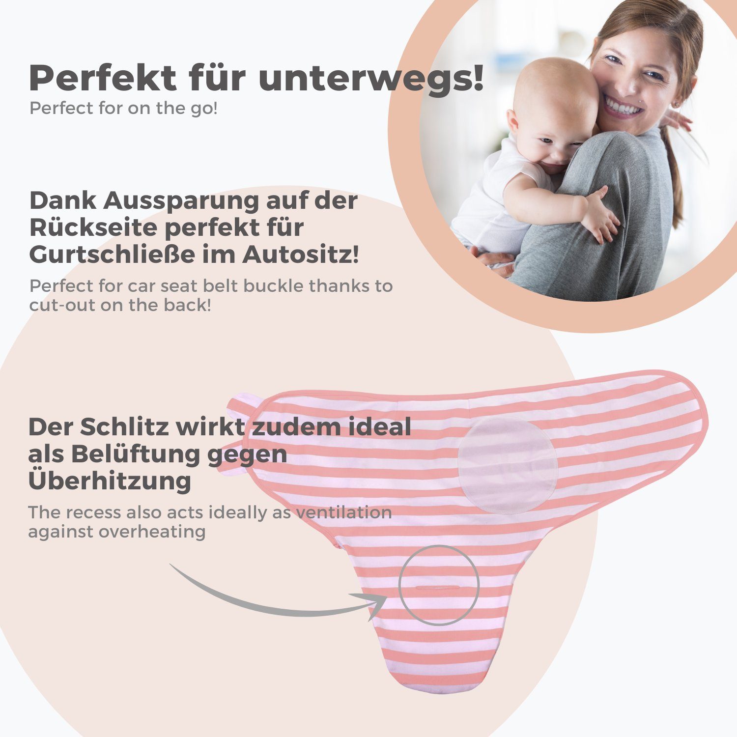 Monate Klettverschlüssen 4-6 für oder tlg., Pucktuch pucken, Baumwoll-Puckdecke Lilly 2 atmungsaktives 2er-Pack), mit mühelos Ben 0-3 weichen Monate, Baby Pucksack and (Set, & verstellbaren