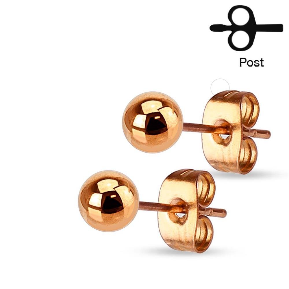 BUNGSA Ohrring-Set Ohrstecker Perle 5mm Rosegold aus Edelstahl Damen (1 Paar (2 Stück), 2-tlg), Ohrschmuck Ohrringe