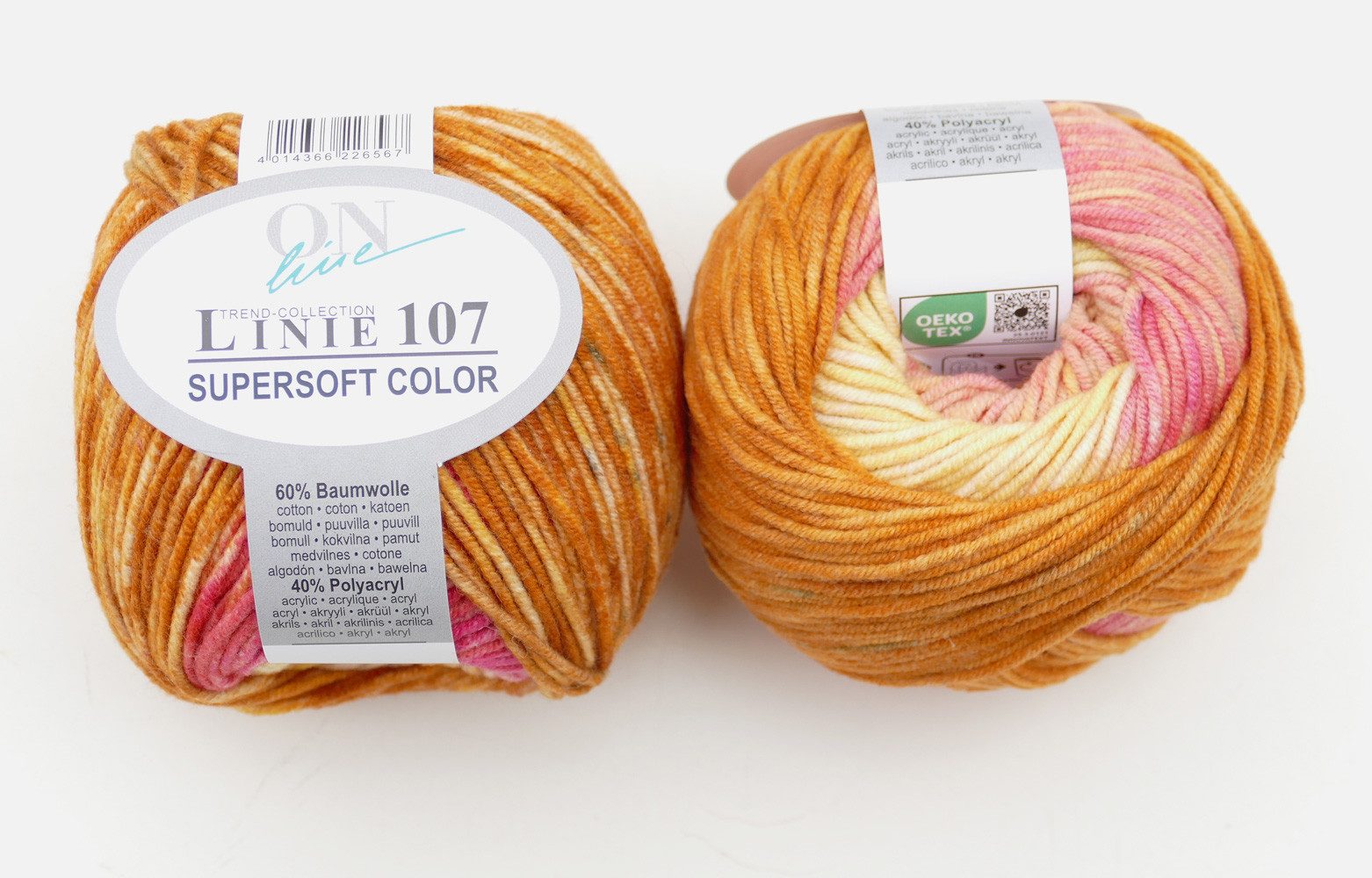 Online Garne Linie 107 Supersoft Color Farbverlaufsgarn Häkelwolle, 130 m (Wolle mit schönem Farbverlauf, 50g Strickwolle, Strickwolle, Handstrickgarn), 60% Baumwolle, 40% Polyacryl