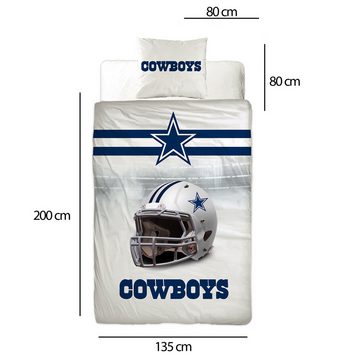 Wendebettwäsche NFL American Football Bettwäsche Dallas Cowboys Linon / Renforcé, BERONAGE, 100% Baumwolle, 2 teilig, 135x200 + 80x80 cm