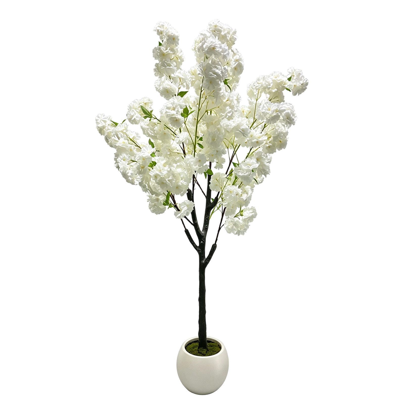 Kunstbaum Weißer Künstlicher Kirschblütenbaum Mit Topf, GarveeMore, Höhe 150 cm