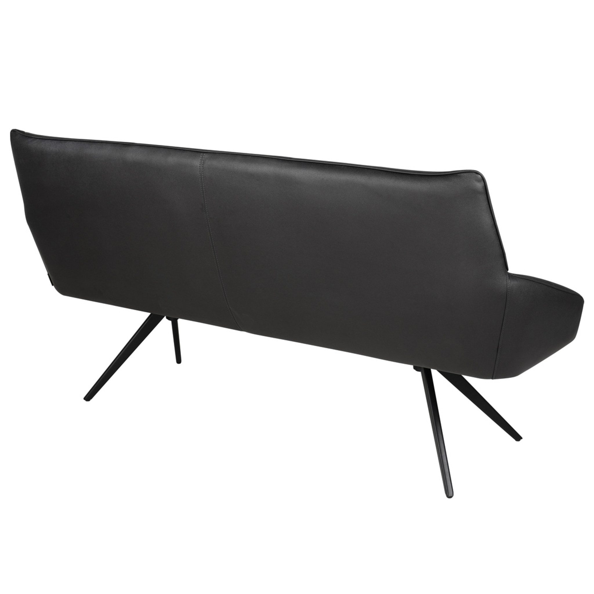 louming Sitzbank Manon, Polsterbank, Esszimmerbank, Küchenbank, 3-Sitzer, weicher Microfaserbezug schwarz, Metallbeine schwarz, 180,5x91x66 cm