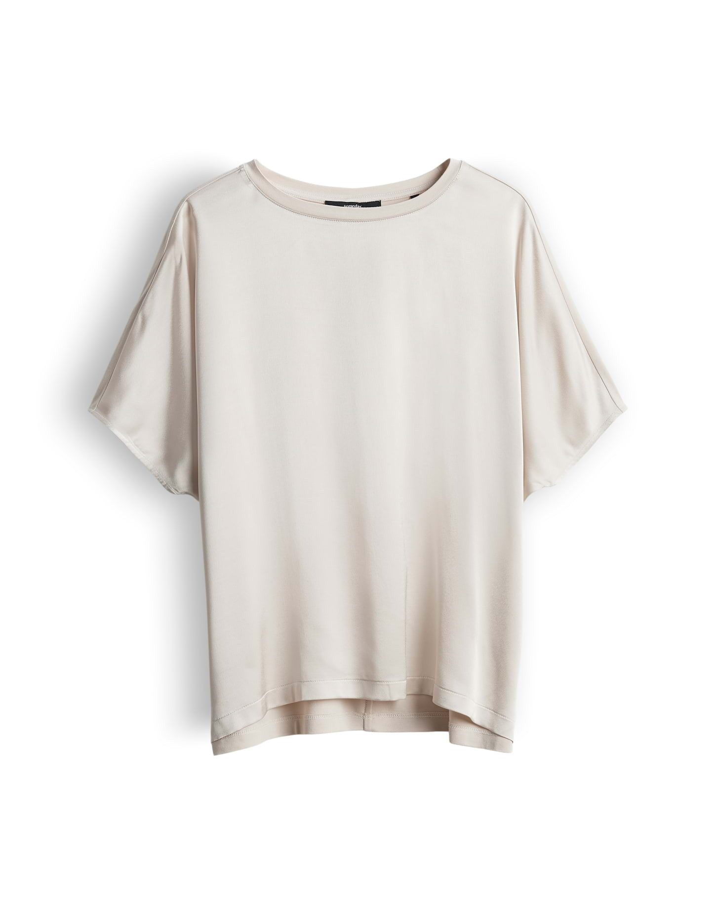 someday Kurzarmshirt Oversized Jerseyshirt im Materialmix Überschnittene Schultern für klare Silhouette