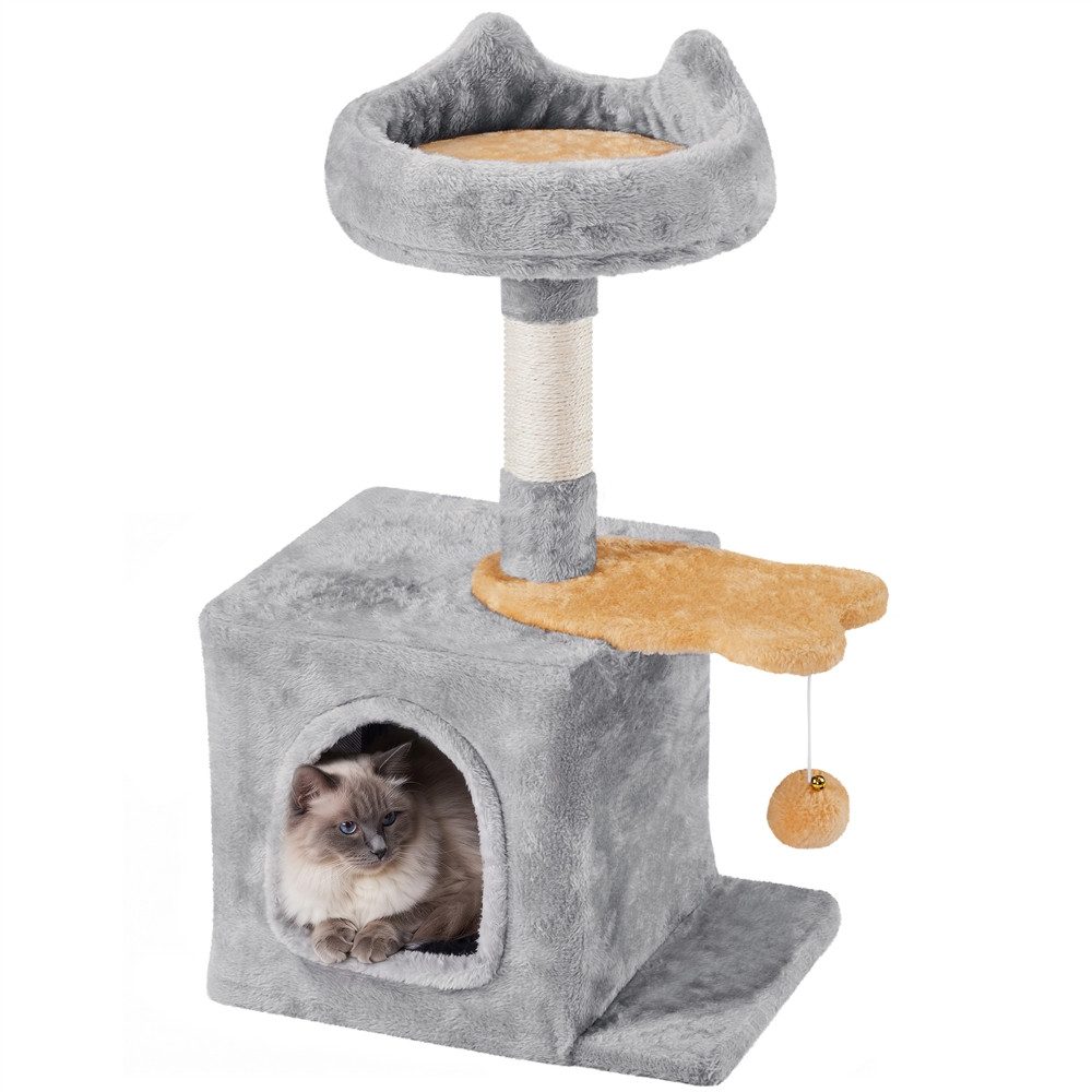 Yaheetech Kratzbaum 72 cm (H), Platzsparender Katzenbaum mit Katzenhöhle & Liegeplatz