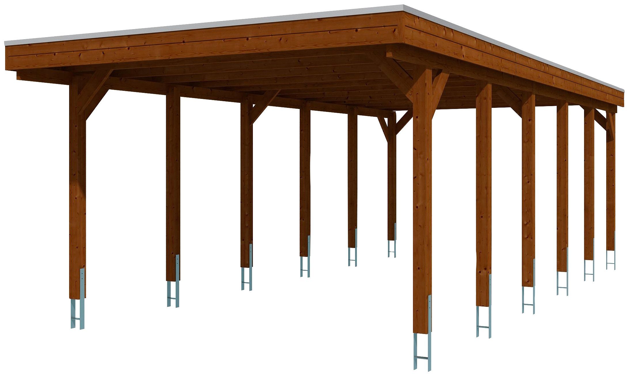 Skanholz Einzelcarport Friesland, BxT: Flachdach-Carport Aluminium-Dachplatten Einfahrtshöhe, mit cm 221 cm, 397x860