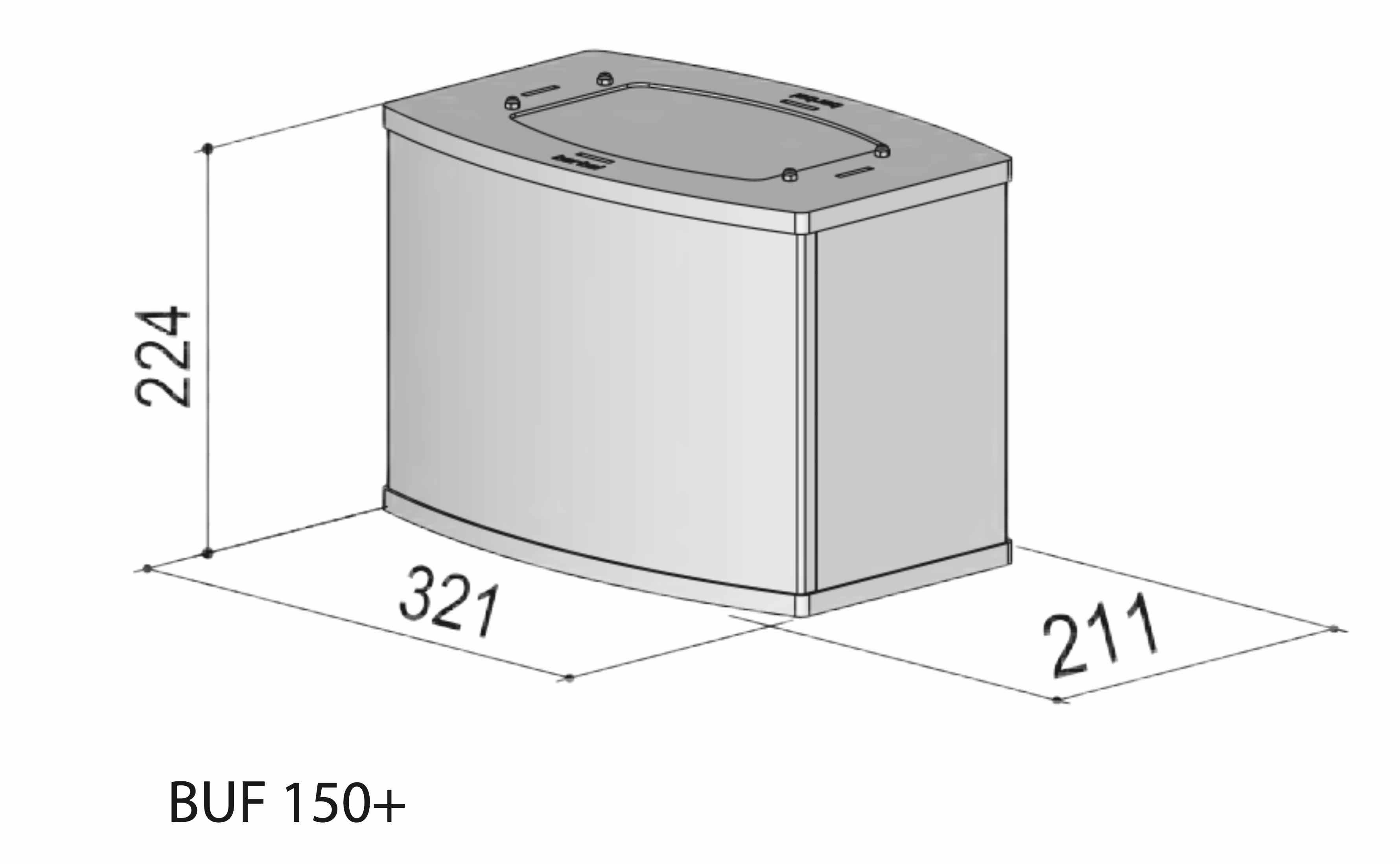 FRANKE Lüftungsschacht BERBEL Umluftfilter BUF 150+, eckig, Inhalt 4 kg Aktivkohle