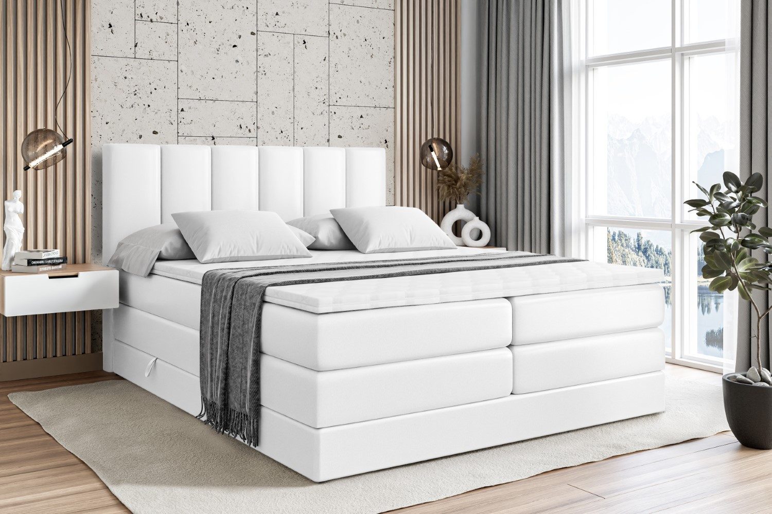 ALTDECOR Boxspringbett BOXI 1 KING (Multipocket-Matratze H4, H3 Matratze Bonellfederung, Topper, Kopfteil)