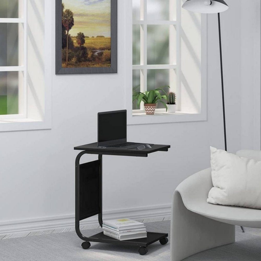 Woltu Couchtisch (1-St), mit 2 Ablagen 1 Seitentasche auf Rollen günstig online kaufen