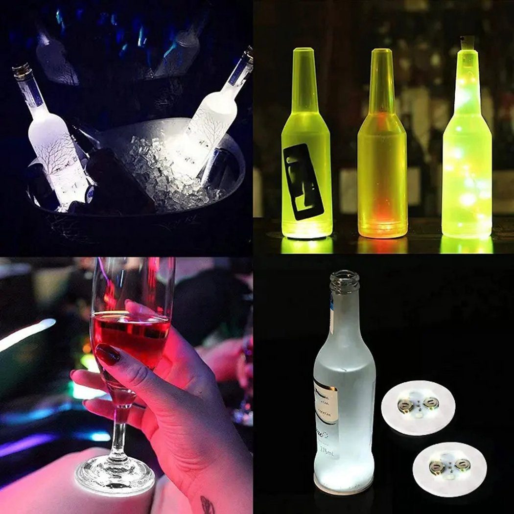 TUABUR Becheruntersetzer Leuchtendes Flaschenaufkleberlicht,siebenfarbiges LED-Untersetzerlicht